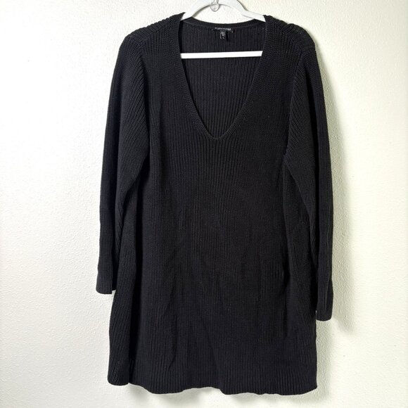 Eileen Fisher Sweaters - Eileen Fisher Knit Tunic Sweater Size 3X Black V Neck Pullover Linen Blend